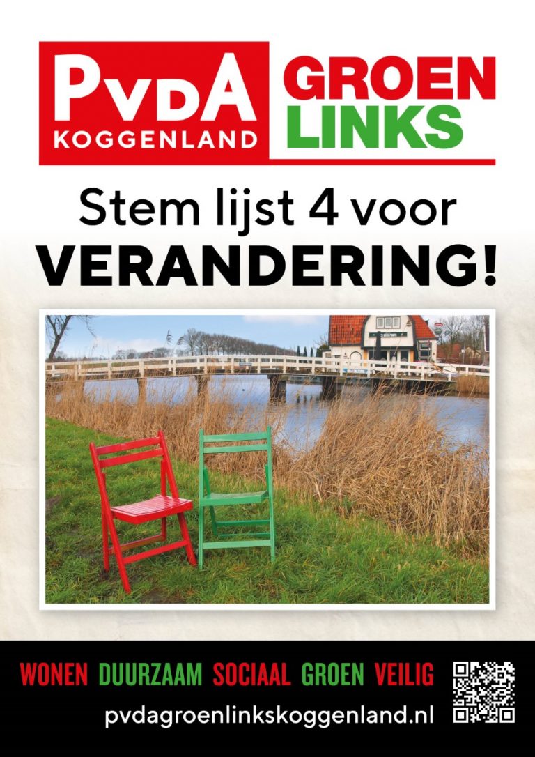 Poster Verkiezingen 2022 - PvdA-GroenLinks Koggenland